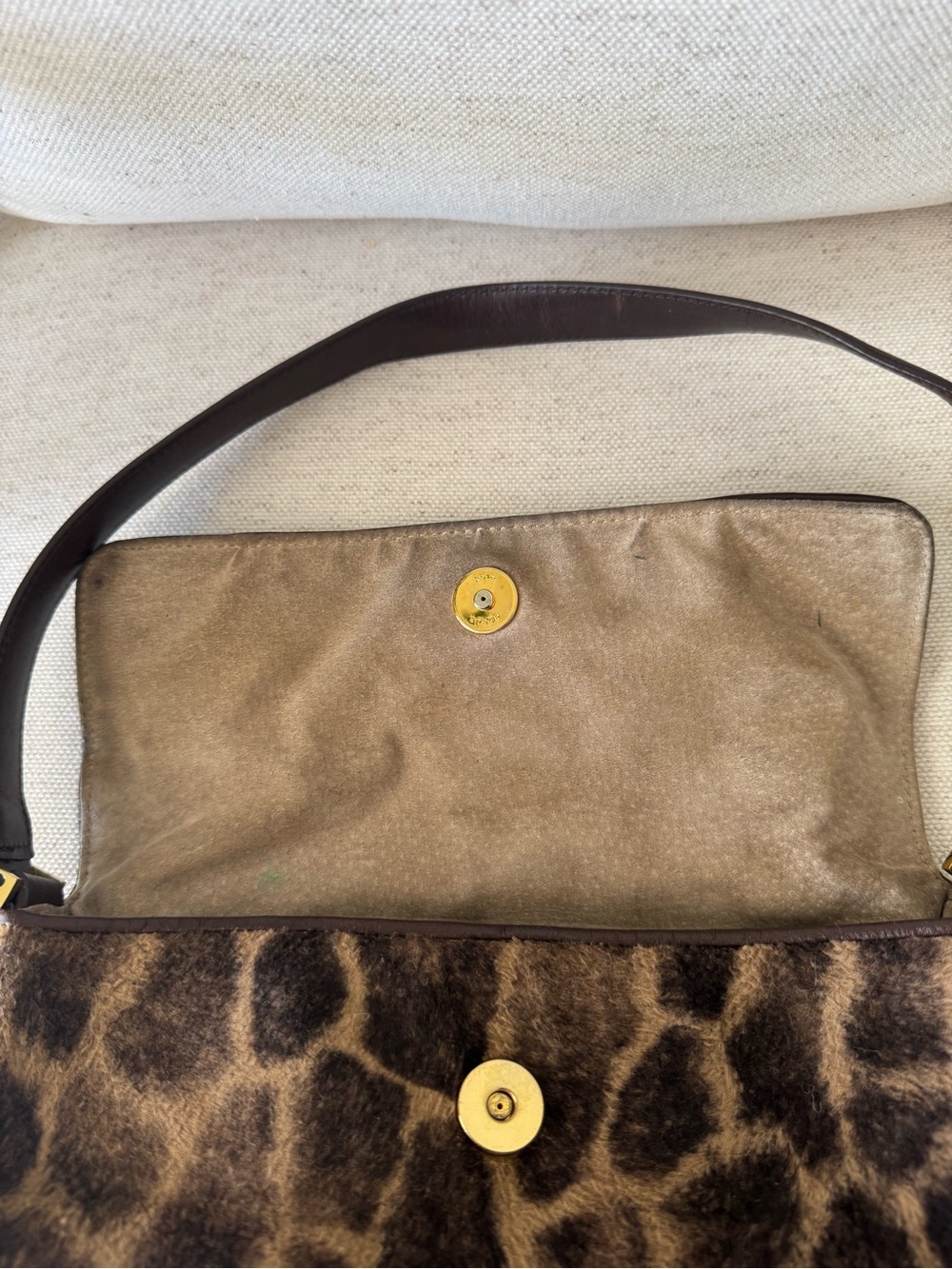 Vintage Kate Spade New York Giraffe Animal Print Brown Shoulder Bag Baguette 90s - Picture 13 of 17